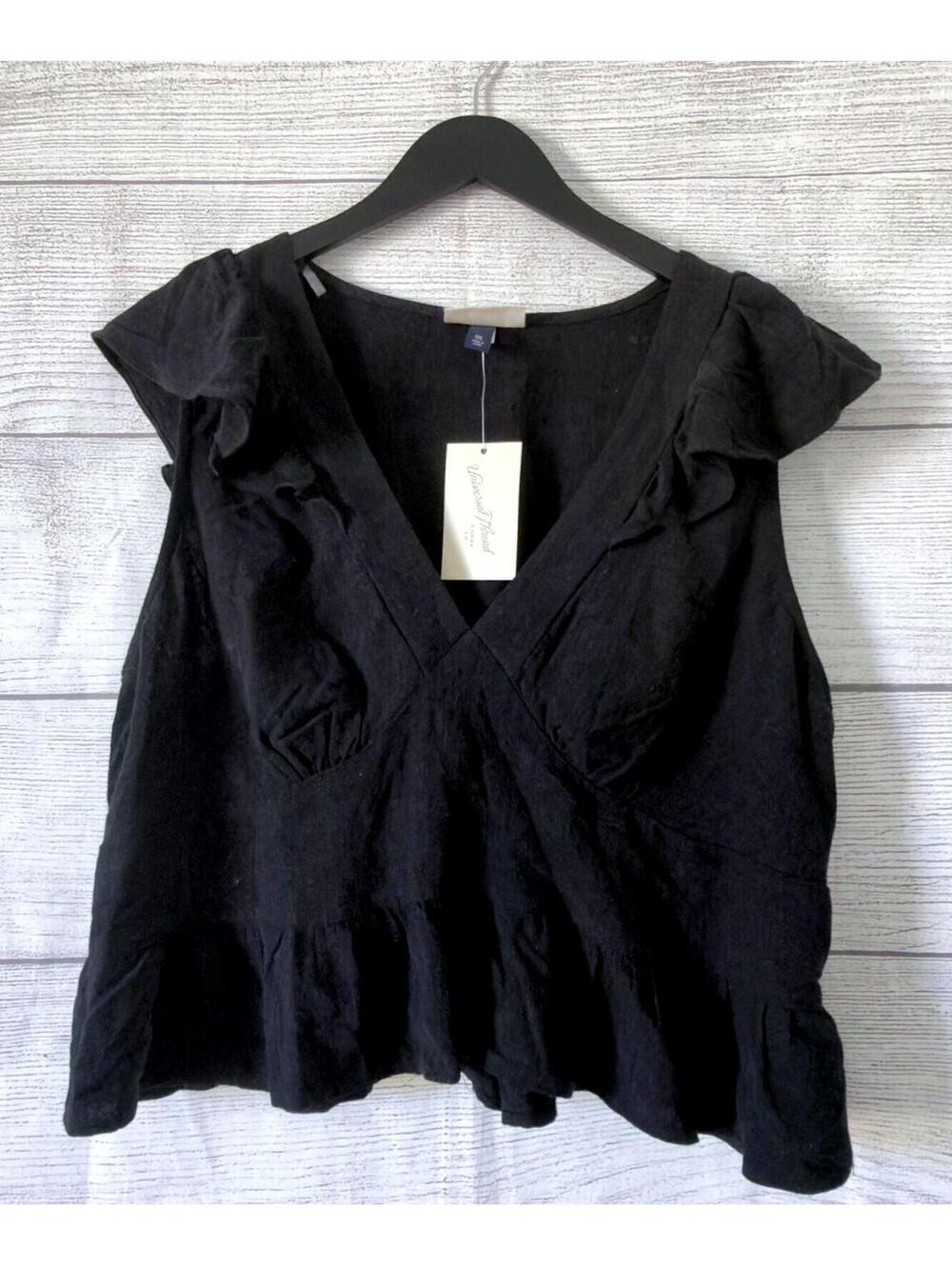 Universal Thread Black Flutter Sleeve Blouse Women Size XXL